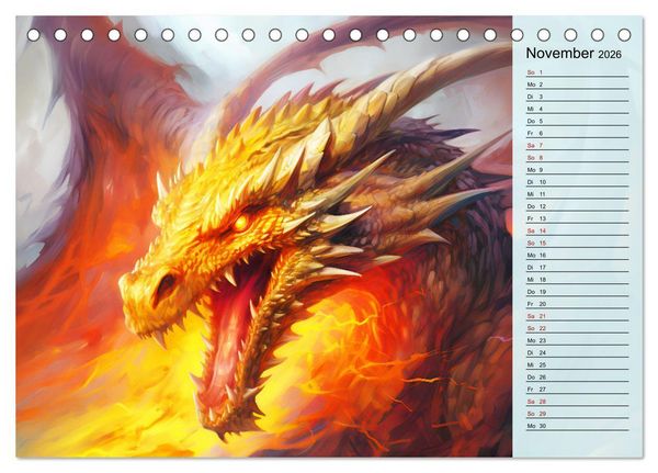 Produktbild: Drachen-Jahr - Kalenderplaner im Stile des chinesischen Tierkreiszeichens (Tischkalender 2026 DIN A5 quer), CALVENDO Monatskalender