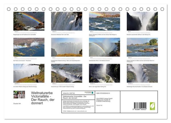 Produktbild: Weltnaturerbe Victoriaf&auml;lle - Der Rauch, der donnert (Tischkalender 2027 DIN A5 quer), CALVENDO Monatskalender