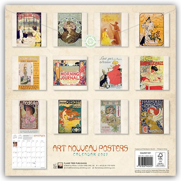 Produktbild: Art Nouveau Posters &ndash; Jugendstil 2027 &ndash; Original Flame Tree Publishing-Kalender [Kalender]
