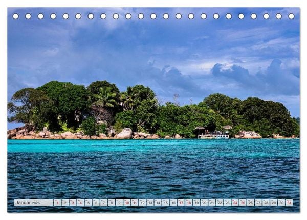 Produktbild: Inseln, Licht und Meer - die Seychellen (Tischkalender 2026 DIN A5 quer), CALVENDO Monatskalender
