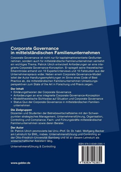 Produktbild: Corporate Governance in mittelst&auml;ndischen Familienunternehmen