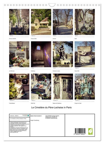 Produktbild: Le Cimeti&egrave;re du P&egrave;re-Lachaise in Paris (Wandkalender 2026 DIN A3 hoch), CALVENDO Monatskalender