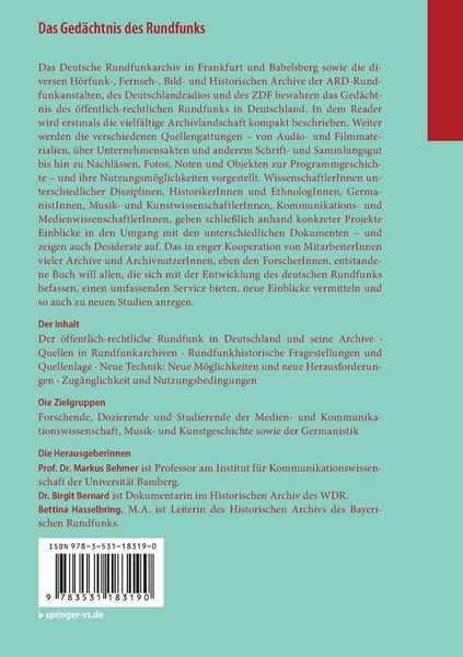 Produktbild: Das Ged&auml;chtnis des Rundfunks