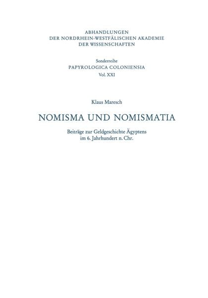 Produktbild: Nomisma und Nomismatia