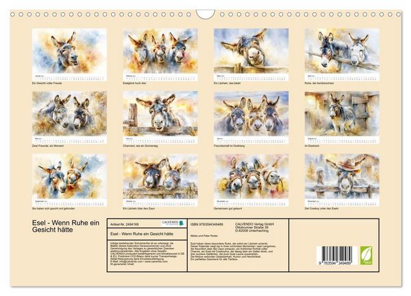 Produktbild: Esel - Wenn Ruhe ein Gesicht h&auml;tte (Wandkalender 2027 DIN A3 quer), CALVENDO Monatskalender