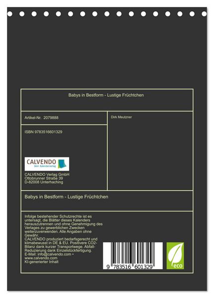 Produktbild: Babys in Bestform - Lustige Fr&uuml;chtchen (Tischkalender 2026 DIN A5 hoch), CALVENDO Monatskalender