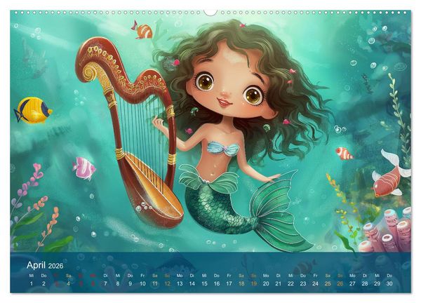 Produktbild: Kleine Meerjungfrauen (Wandkalender 2026 DIN A2 quer), CALVENDO Monatskalender