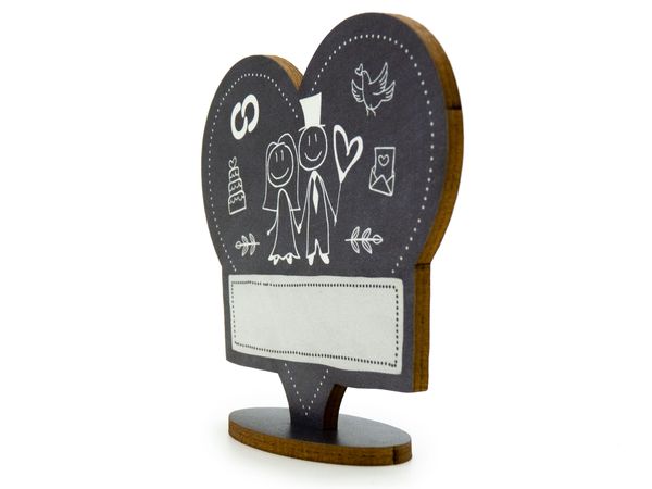 Produktbild: familiawedding 10 Tischkarten zur Hochzeit black doodle Herz-Design