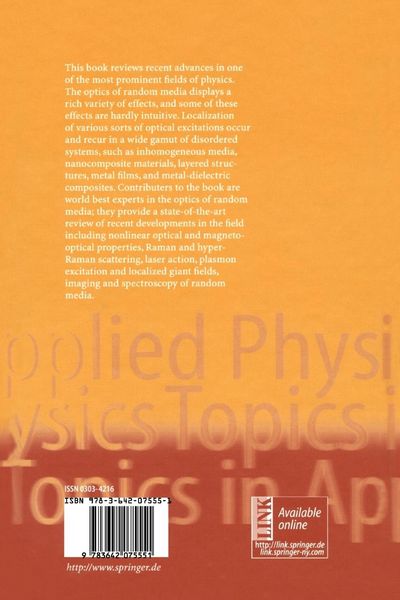 Produktbild: Optical Properties of Nanostructured Random Media