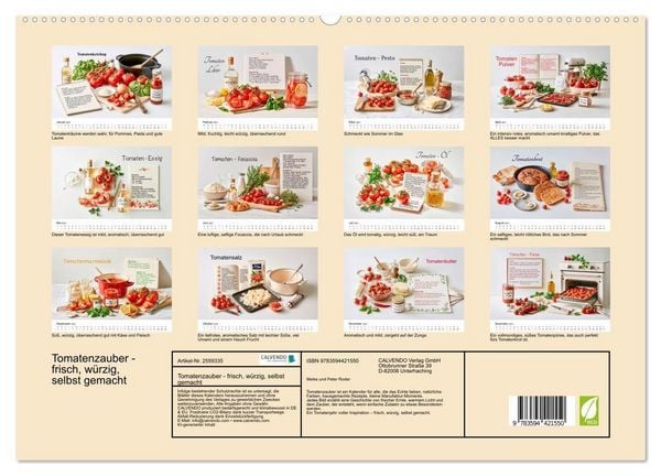 Produktbild: Tomatenzauber - frisch, w&uuml;rzig, selbst gemacht (hochwertiger Premium Wandkalender 2027 DIN A2 quer), Kunstdruck in Hochglanz
