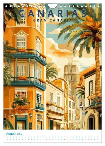 Produktbild: Kanarische Inseln - Old School Poster Style (Wandkalender 2027 DIN A4 hoch), CALVENDO Monatskalender