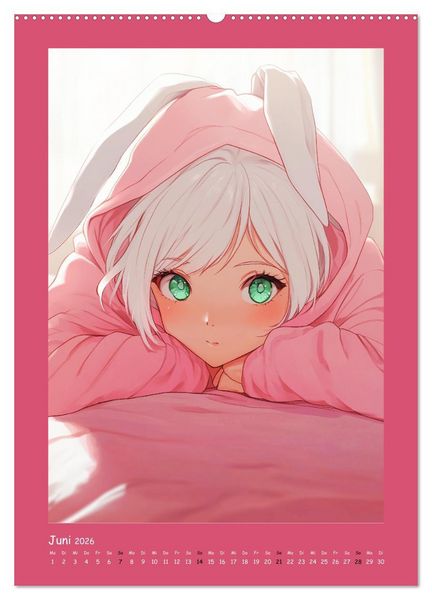 Produktbild: Zauberhafte Momente. Rosa Tr&auml;ume im Manga-Stil (Wandkalender 2026 DIN A2 hoch), CALVENDO Monatskalender