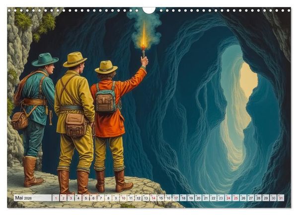 Produktbild: Vergessene Abenteuer - Szenen gro&szlig;er B&uuml;cher (Wandkalender 2026 DIN A3 quer), CALVENDO Monatskalender