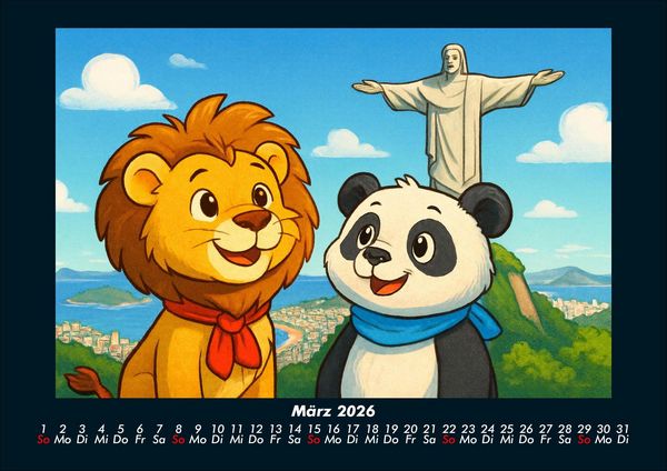 Produktbild: Buschi und Pippin - Reise zu den Weltwundern 2026 Fotokalender DIN A4
