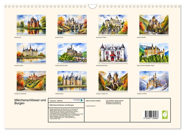 Produktbild: M&auml;rchenschl&ouml;sser und Burgen (Wandkalender 2026 DIN A3 quer), CALVENDO Monatskalender