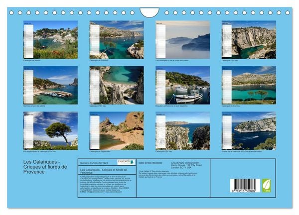 Produktbild: Les Calanques - Criques et fiords de Provence (Calendrier mural 2026 DIN A4 vertical), CALVENDO calendrier mensuel