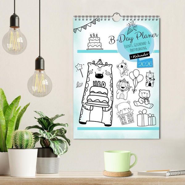 Produktbild: Geburtstagsplaner Doodle Tiere - F&uuml;r Termine, Geschenke, Eventdetails & mehr (Wandkalender 2026 DIN A4 hoch), CALVENDO Monatskalender