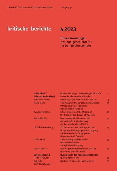 Produktbild: Kritische Berichte : Zeitschrift f&uuml;r Kunst- und Kulturwissenschaften / Jahrgang 51, Heft 4.2023