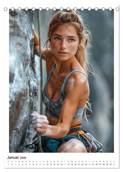 Produktbild: Klettern - cooler Sport (Tischkalender 2026 DIN A5 hoch), CALVENDO Monatskalender