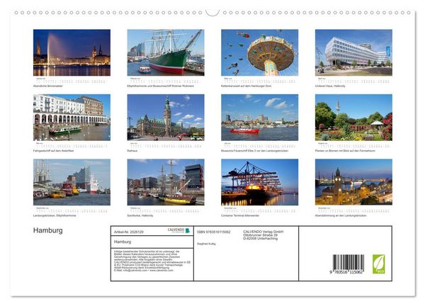 Produktbild: Hamburg (hochwertiger Premium Wandkalender 2026 DIN A2 quer), Kunstdruck in Hochglanz