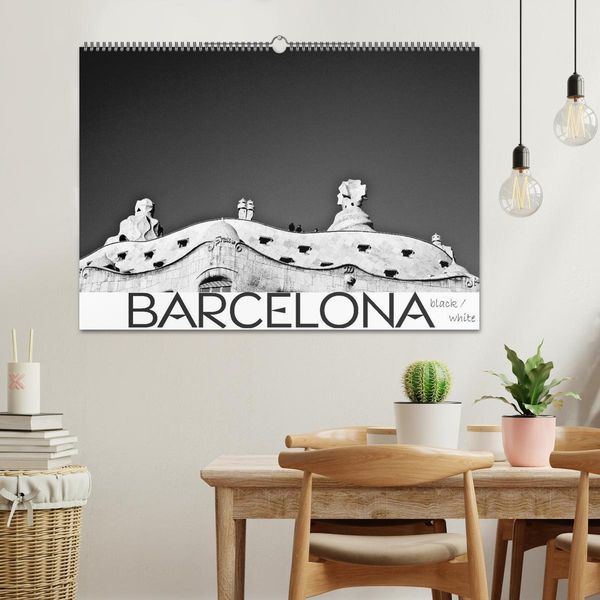 Produktbild: BARCELONA [black/white] (Wandkalender 2026 DIN A2 quer), CALVENDO Monatskalender