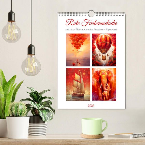 Produktbild: Rote Farbenmelodie (Wandkalender 2026 DIN A4 hoch), CALVENDO Monatskalender