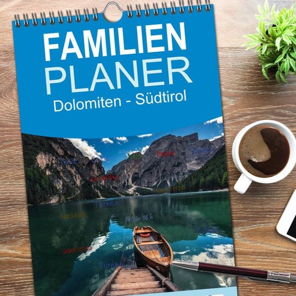 Produktbild: Familienplaner 2026 - Dolomiten - S&uuml;dtirol mit 5 Spalten (Wandkalender, 21 x 45 cm) CALVENDO