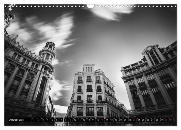 Produktbild: Madrid - Schwarz-Wei&szlig; Impressionen (Wandkalender 2026 DIN A3 quer), CALVENDO Monatskalender