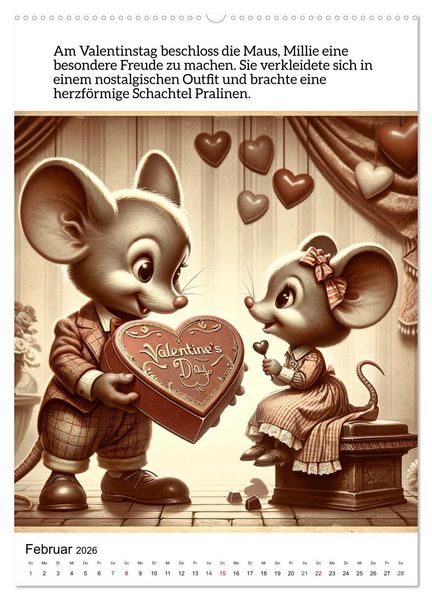 Produktbild: Die Maus - Mit Zw&ouml;lf munteren M&auml;usemomenten durchs Jahr (hochwertiger Premium Wandkalender 2026 DIN A2 hoch), Kunstdruck in Hochglanz