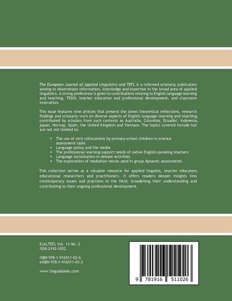 Produktbild: The European Journal of Applied Linguistics and TEFL Volume 13 Number 2