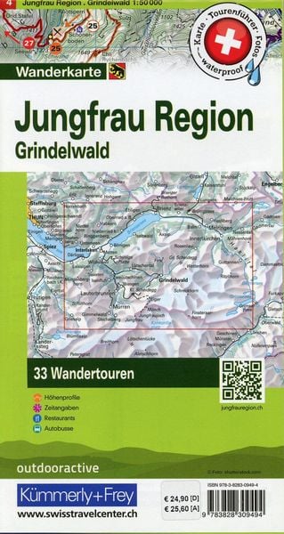 Produktbild: K&uuml;mmerly+Frey Wandertourenkarte 4 Jungfrau Region, Grindelwald 1:50.000