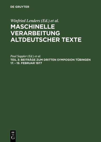 Produktbild: Beitr&auml;ge zum dritten Symposion T&uuml;bingen 17. - 19. Februar 1977