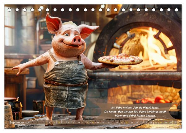 Produktbild: Tierisch lustige Pizzab&auml;cker (Tischkalender 2026 DIN A5 quer), CALVENDO Monatskalender