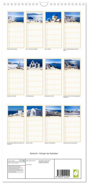 Produktbild: Familienplaner 2026 - Santorini - K&ouml;nigin der Kykladen mit 5 Spalten (Wandkalender, 21 x 45 cm) CALVENDO