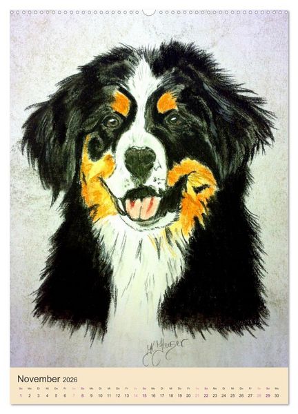 Produktbild: Hunde - Bezaubernde Portraitzeichnungen (Wandkalender 2026 DIN A2 hoch), CALVENDO Monatskalender