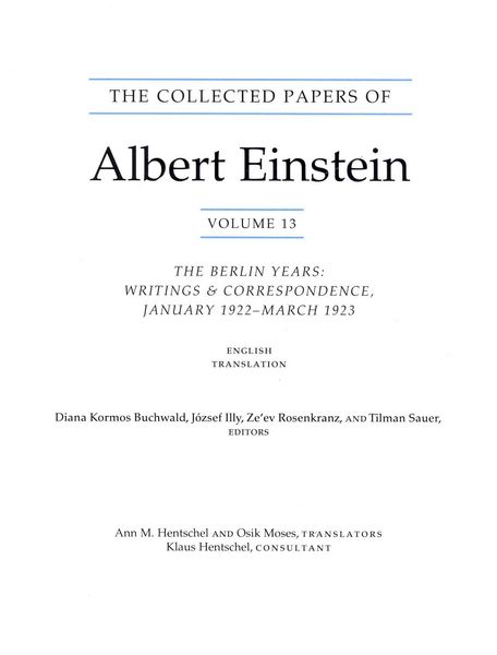 Produktbild: The Collected Papers of Albert Einstein, Volume 13