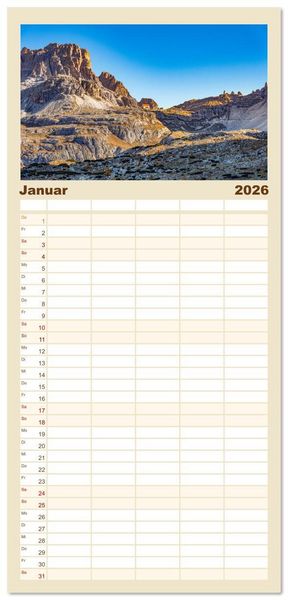Produktbild: Familienplaner 2026 - S&uuml;dtirol Impressionen mit 5 Spalten (Wandkalender, 21 x 45 cm) CALVENDO