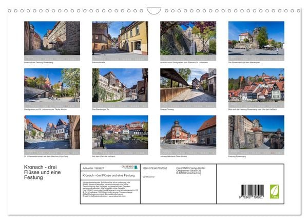 Produktbild: Kronach - drei Fl&uuml;sse und eine Festung (Wandkalender 2026 DIN A3 quer), CALVENDO Monatskalender