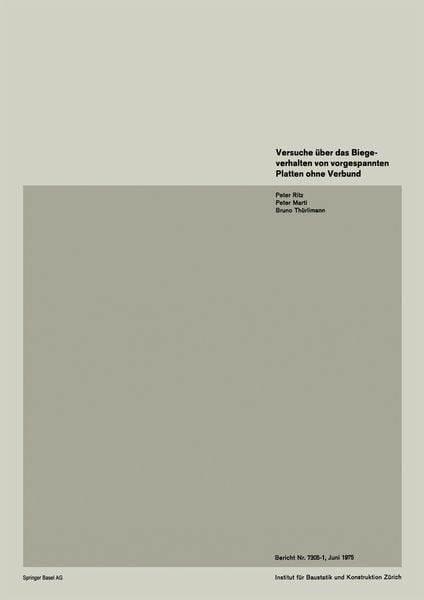 Produktbild: Versuche &uuml;ber das Biegeverhalten von vorgespannten Platten ohne Verbund