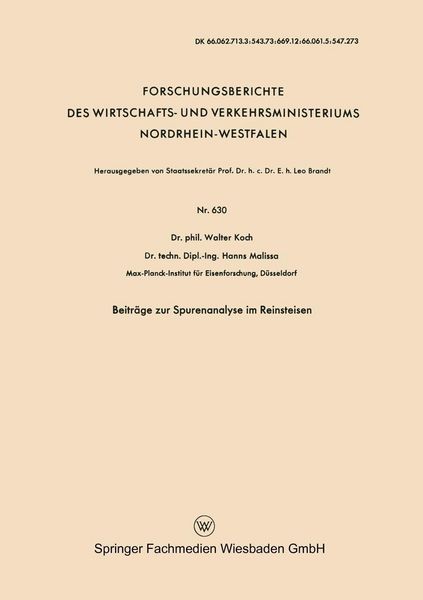 Produktbild: Beitr&auml;ge zur Spurenanalyse im Reinsteisen