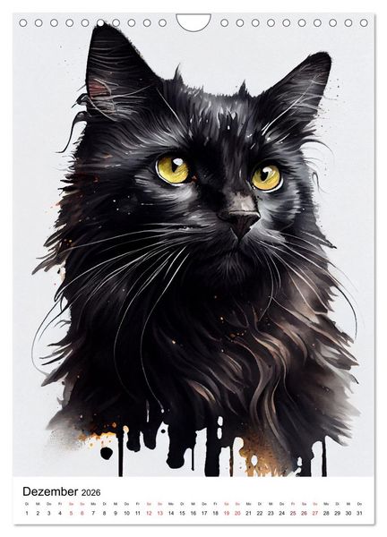 Produktbild: Katzen wie gemalt (Wandkalender 2026 DIN A4 hoch), CALVENDO Monatskalender