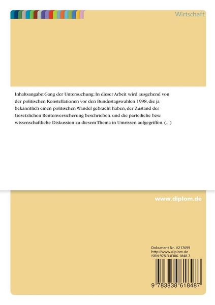 Produktbild: Das Rentenversicherungssystem der Bundesrepublik