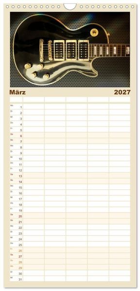 Produktbild: Familienplaner 2027 - Traumgitarren - the Sound of Rock mit 5 Spalten (Wandkalender, 21 x 45 cm) CALVENDO