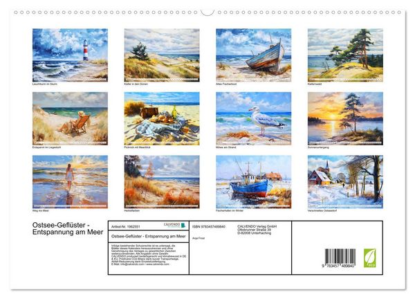 Produktbild: Ostsee-Gefl&uuml;ster - Entspannung am Meer (hochwertiger Premium Wandkalender 2026 DIN A2 quer), Kunstdruck in Hochglanz