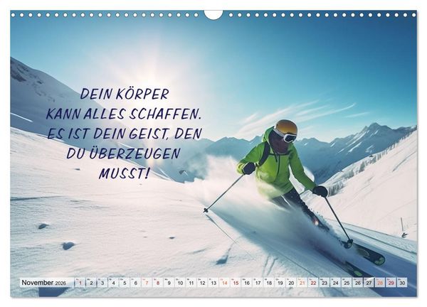 Produktbild: Motivation und Ski (Wandkalender 2026 DIN A3 quer), CALVENDO Monatskalender