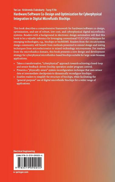 Produktbild: Hardware/Software Co-Design and Optimization for Cyberphysical Integration in Digital Microfluidic Biochips