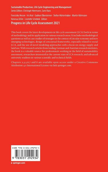 Produktbild: Progress in Life Cycle Assessment 2021