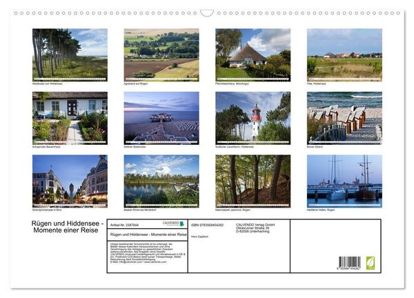 Produktbild: R&uuml;gen und Hiddensee - Momente einer Reise (Wandkalender 2027 DIN A2 quer), CALVENDO Monatskalender