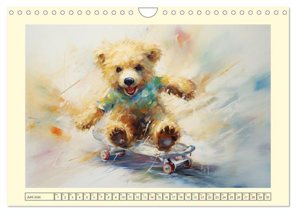 Produktbild: Teddyb&auml;r Romantik. Vertr&auml;umte Aquarelle von lieblichen B&auml;ren (Wandkalender 2026 DIN A4 quer), CALVENDO Monatskalender
