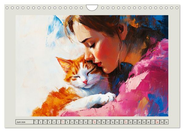 Produktbild: Zweisamkeit in Farben. Katzen und Menschen in Harmonie (Wandkalender 2026 DIN A4 quer), CALVENDO Monatskalender